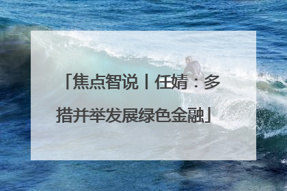焦点智说丨任婧：多措并举发展绿色金融