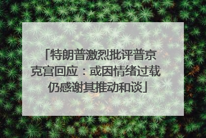 特朗普激烈批评普京 克宫回应：或因情绪过载 仍感谢其推动和谈