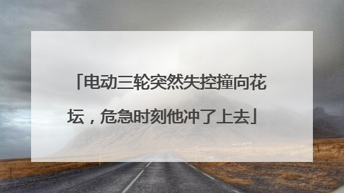 电动三轮突然失控撞向花坛，危急时刻他冲了上去