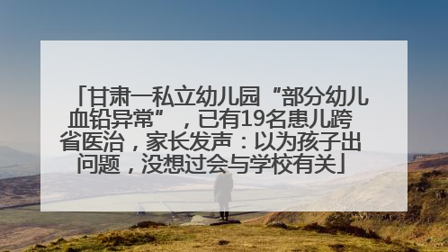 甘肃一私立幼儿园“部分幼儿血铅异常”，已有19名患儿跨省医治，家长发声：以为孩子出问题，没想过会与学校有关