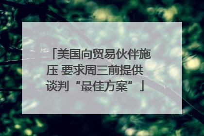 美国向贸易伙伴施压 要求周三前提供谈判“最佳方案”
