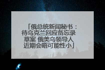 俄总统新闻秘书：待乌克兰回应备忘录草案 俄美乌领导人近期会晤可能性小