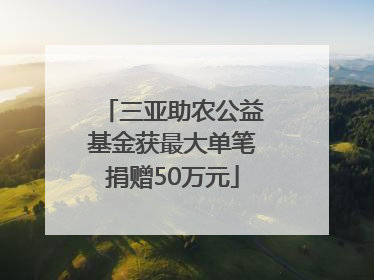 三亚助农公益基金获最大单笔捐赠50万元