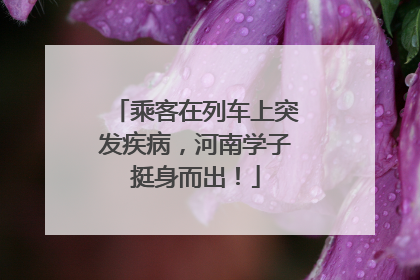 乘客在列车上突发疾病，河南学子挺身而出！