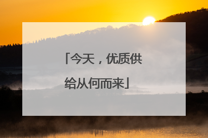 今天，优质供给从何而来