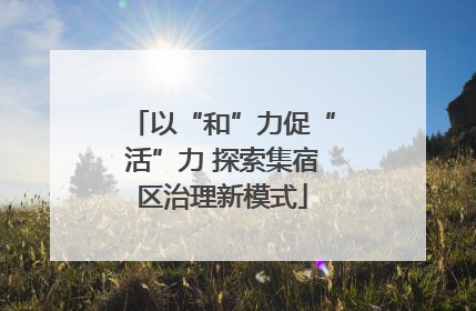 以“和”力促“活”力 探索集宿区治理新模式