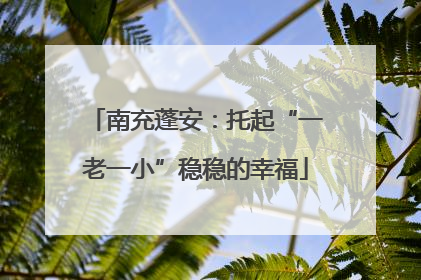 南充蓬安：托起“一老一小”稳稳的幸福