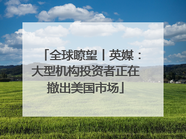 全球瞭望丨英媒：大型机构投资者正在撤出美国市场
