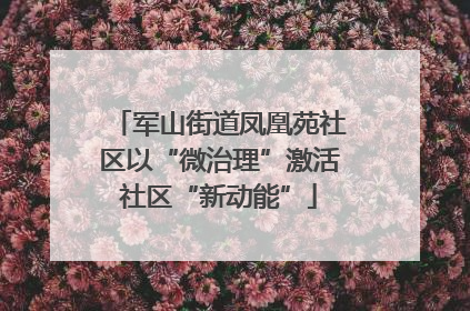军山街道凤凰苑社区以“微治理”激活社区“新动能”