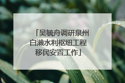 吴毓舟调研泉州白濑水利枢纽工程移民安置工作