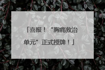 喜报！“胸痛救治单元”正式授牌！