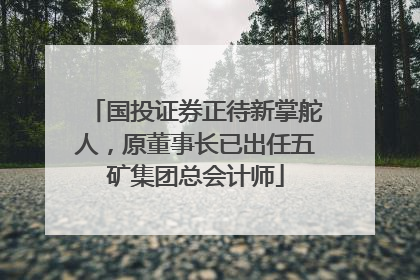 国投证券正待新掌舵人，原董事长已出任五矿集团总会计师