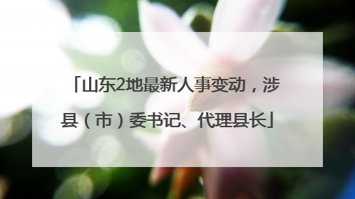 山东2地最新人事变动，涉县（市）委书记、代理县长