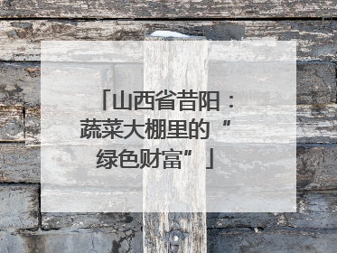 山西省昔阳：蔬菜大棚里的“绿色财富”
