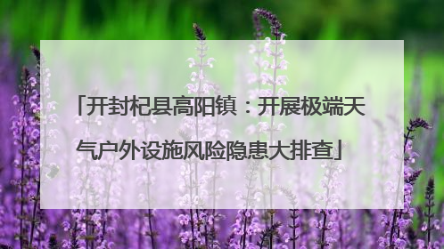 开封杞县高阳镇：开展极端天气户外设施风险隐患大排查