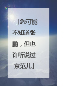 您可能不知道张鹏，但也许听说过京范儿