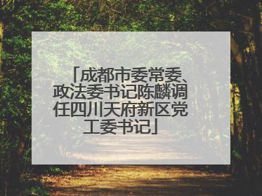 成都市委常委、政法委书记陈麟调任四川天府新区党工委书记
