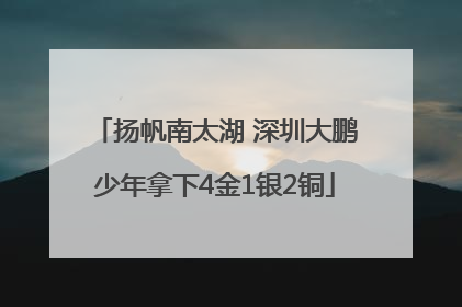 扬帆南太湖 深圳大鹏少年拿下4金1银2铜