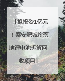拟投资1亿元！泰安肥城将落地锂电池拆解回收项目