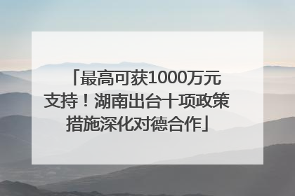 最高可获1000万元支持！湖南出台十项政策措施深化对德合作