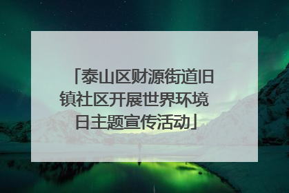 泰山区财源街道旧镇社区开展世界环境日主题宣传活动