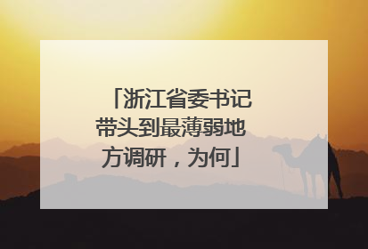 浙江省委书记带头到最薄弱地方调研，为何