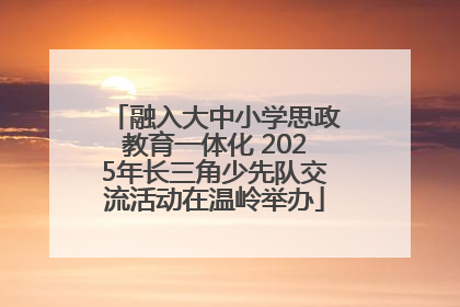 融入大中小学思政教育一体化 2025年长三角少先队交流活动在温岭举办
