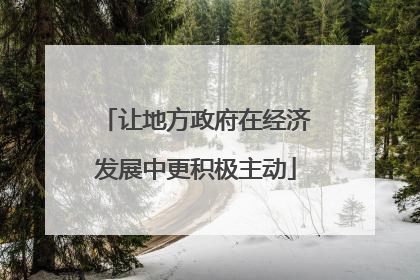 让地方政府在经济发展中更积极主动