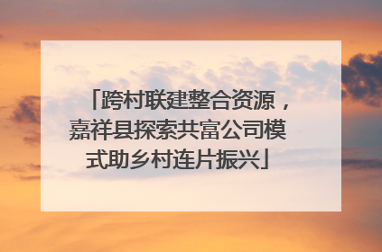 跨村联建整合资源，嘉祥县探索共富公司模式助乡村连片振兴