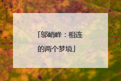 邬峭峰：相连的两个梦境