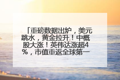 重磅数据出炉，美元跳水，黄金拉升！中概股大涨！英伟达涨超4%，市值重返全球第一！黄仁勋计划出售至多600万股股票