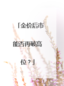 金价后市能否再破高位？