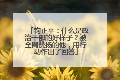 钧正平：什么是政治干部的好样子？被全网赞扬的他，用行动作出了回答