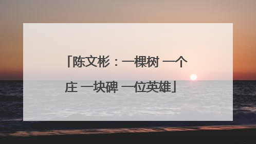 陈文彬：一棵树 一个庄 一块碑 一位英雄