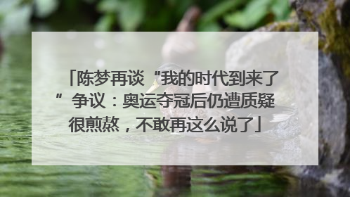 陈梦再谈“我的时代到来了”争议：奥运夺冠后仍遭质疑很煎熬，不敢再这么说了