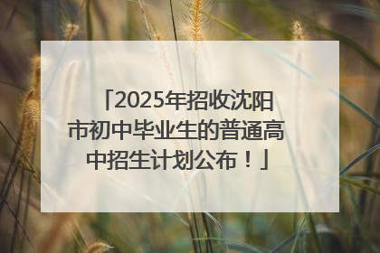 2025年招收沈阳市初中毕业生的普通高中招生计划公布！